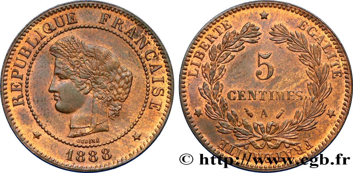 5 centimes Cérès 1888 Paris F.118/30 AU58 