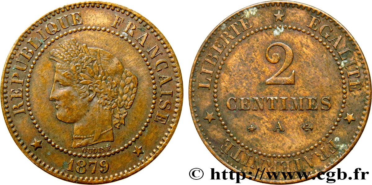 2 centimes Cérès 1879 Paris F.109/6 BB45 