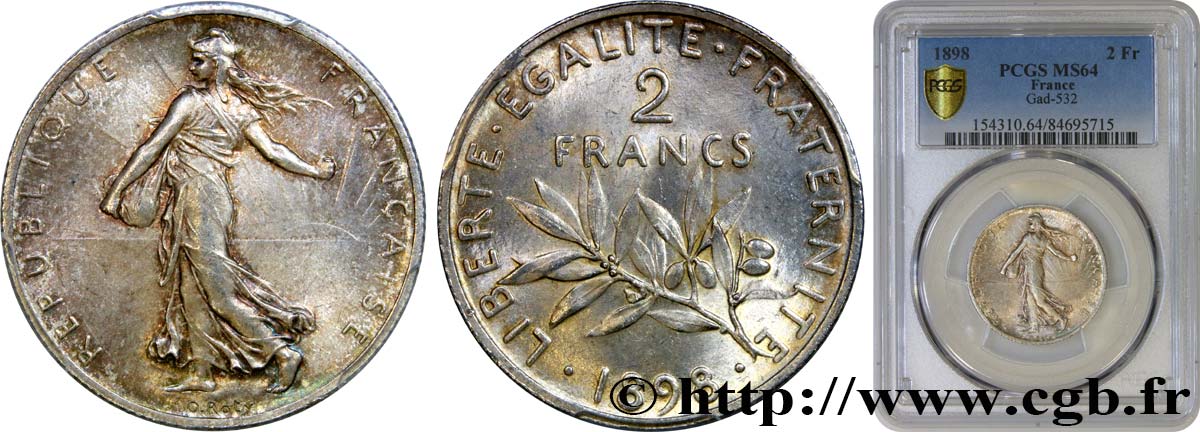 2 francs Semeuse 1898  F.266/1 SPL64 PCGS