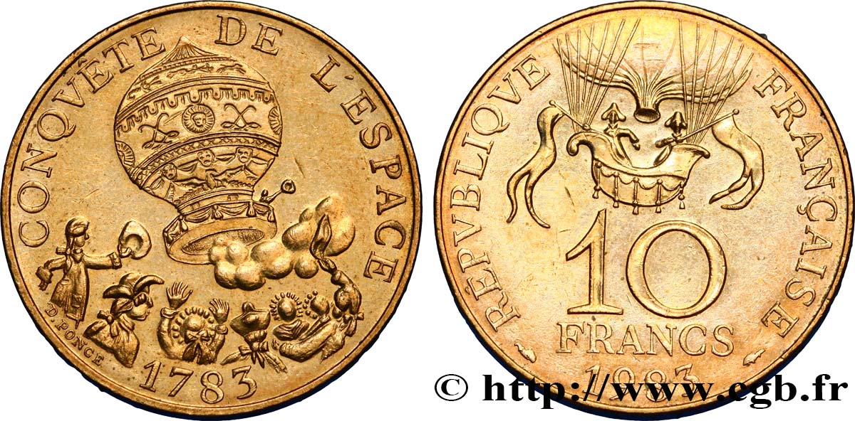 10 francs Conquête de l’Espace 1983 F.367/2 AU50