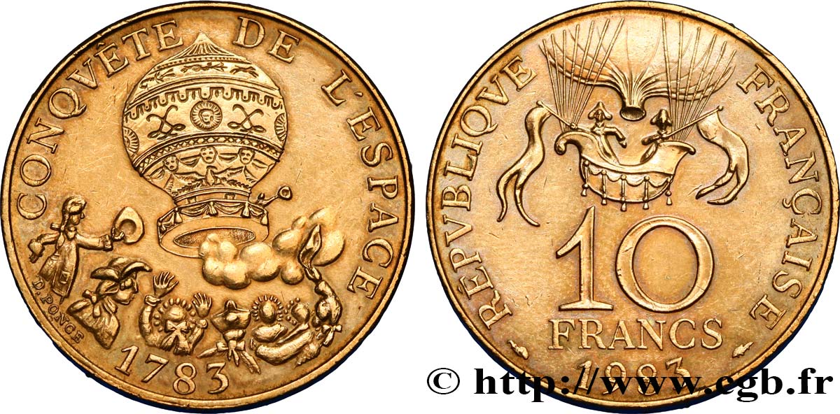 10 francs Conquête de l’Espace 1983 F.367/2 AU50