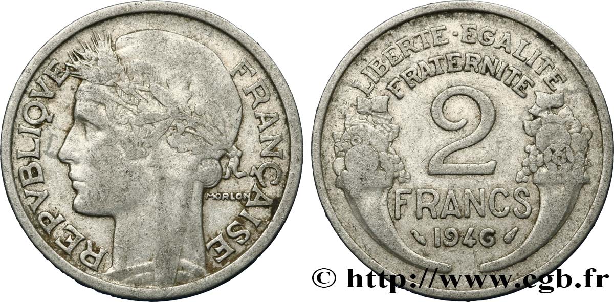 2 francs Morlon, aluminium 1946  F.269/8 VF35 