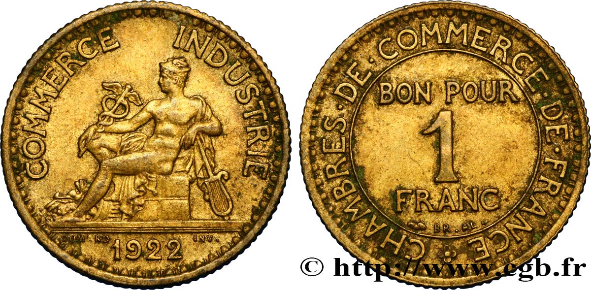1 franc Chambres de Commerce 1922 Paris F.218/4 AU52