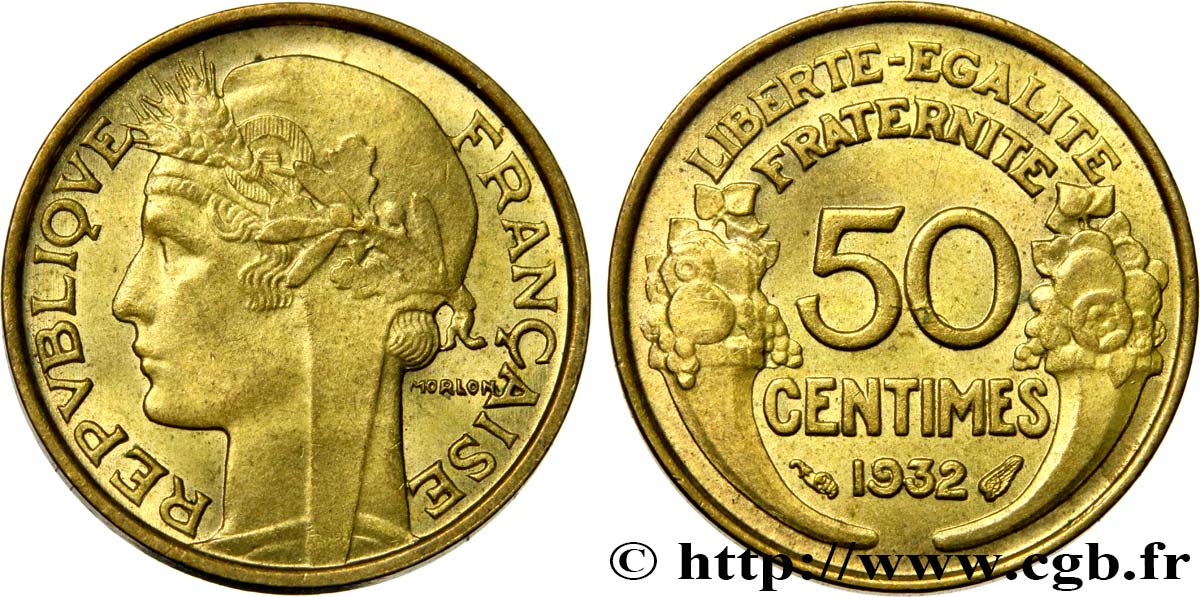 50 centimes Morlon, avec raisin, 9 et 2 ouverts 1932  F.192/7 SPL63 
