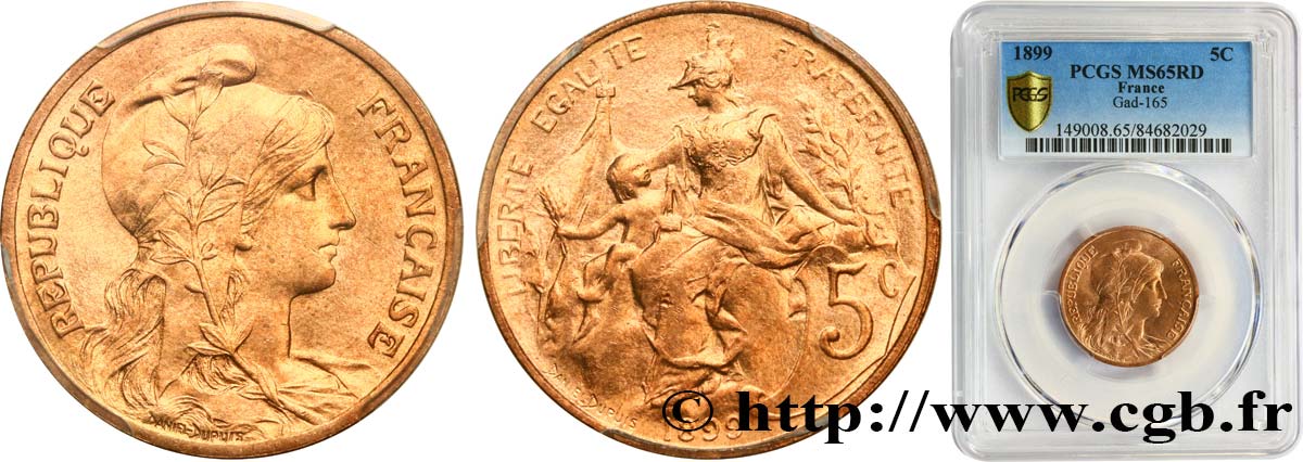 5 centimes Daniel-Dupuis 1899  F.119/7 FDC65 PCGS