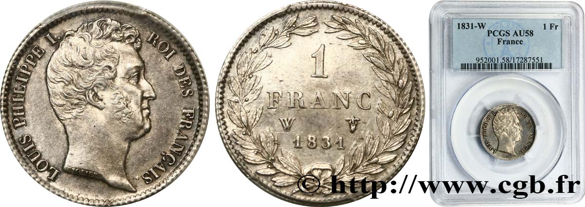 1 franc Louis-Philippe, tête nue 1831 Lille F.209/12 EBC58 PCGS