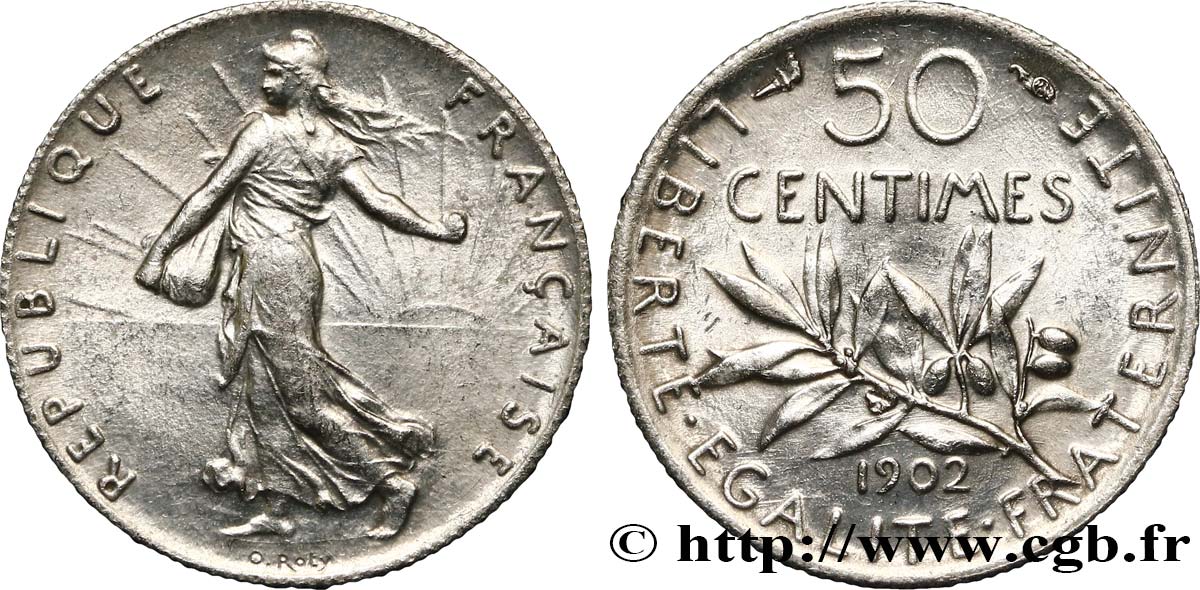 50 centimes Semeuse 1902  F.190/9 VZ60 