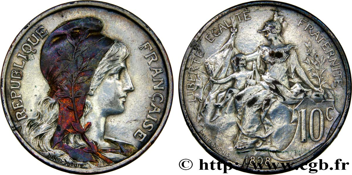 10 centimes Daniel-Dupuis, argenté 1898 F.136/5 var. TTB+