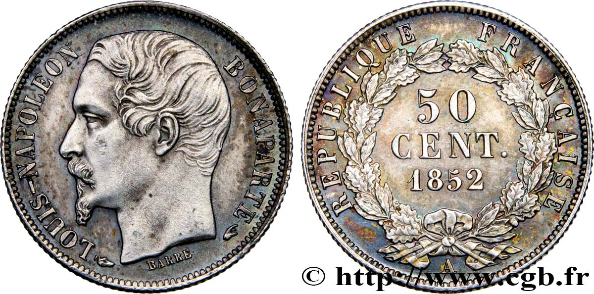 50 centimes Louis-Napoléon 1852 Paris F.185/1 VZ+ 