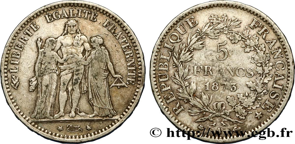 5 francs Hercule 1873 Paris F.334/9 VF20