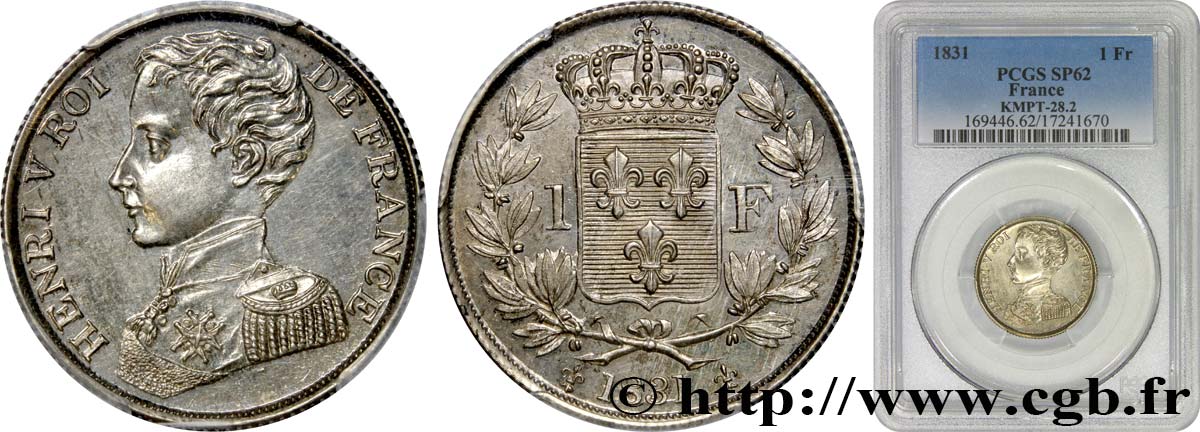 1 franc 1831  VG.2705  MS62 PCGS
