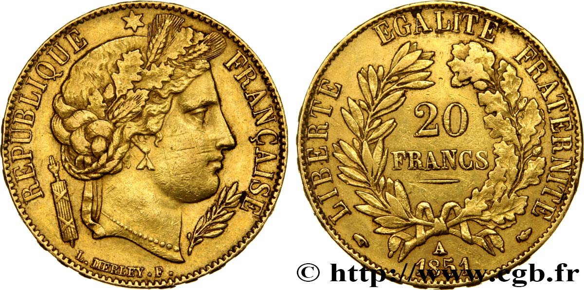 20 francs or Cérès 1851 Paris F.529/4 TTB45 