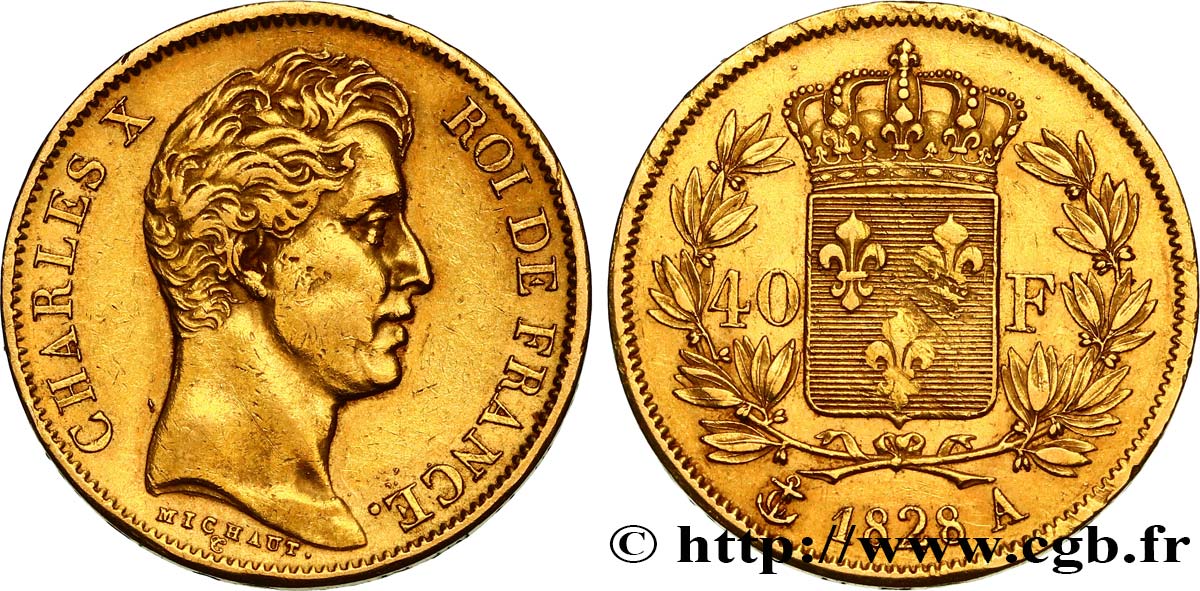 40 francs or Charles X, 2e type 1828 Paris F.544/3 TTB40 