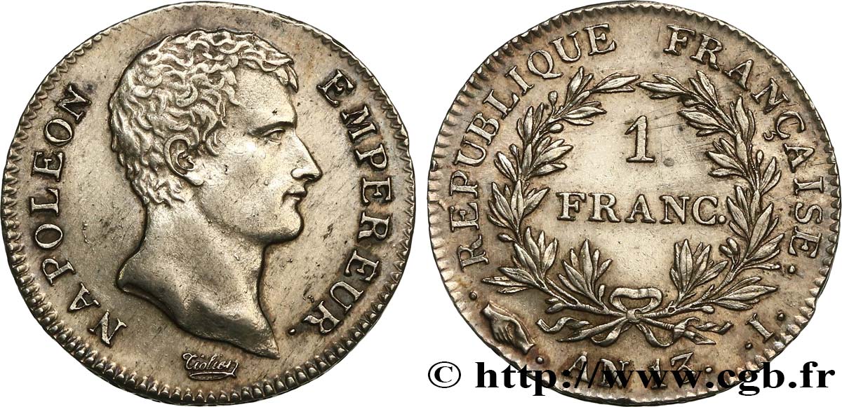 1 franc Napoléon Empereur, Calendrier révolutionnaire 1805 Limoges F.201/20 SPL58 