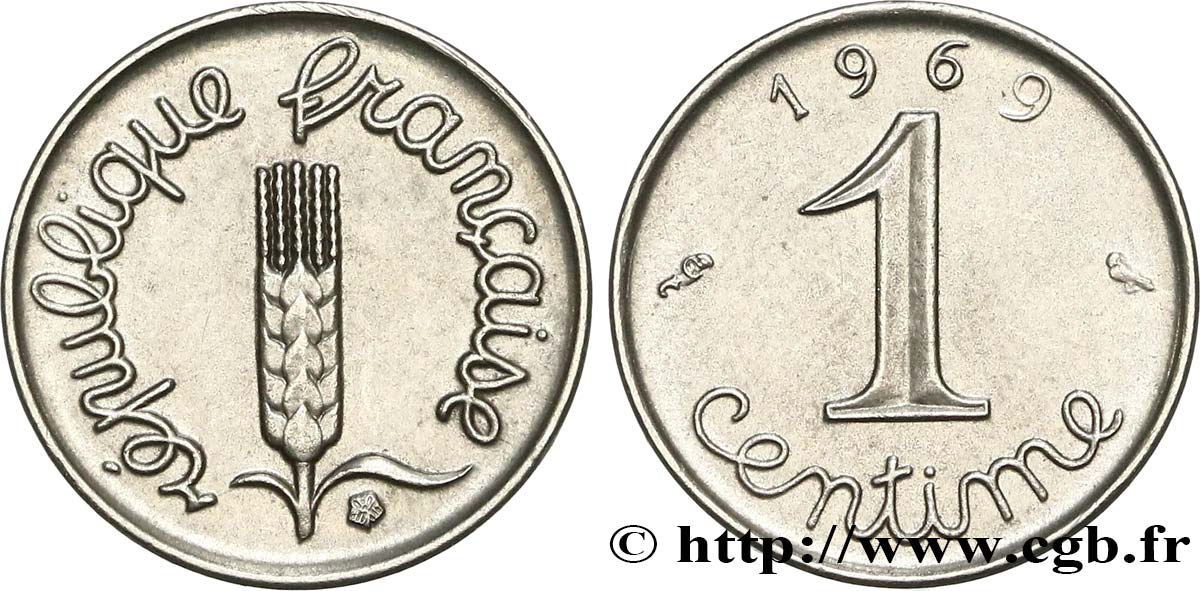 1 centime Épi, queue longue 1969 Paris F.106/18 AU58