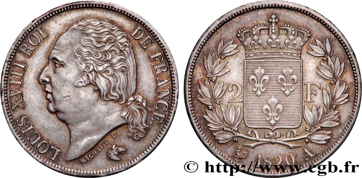 2 francs Louis XVIII 1820 Paris F.257/27 EBC 