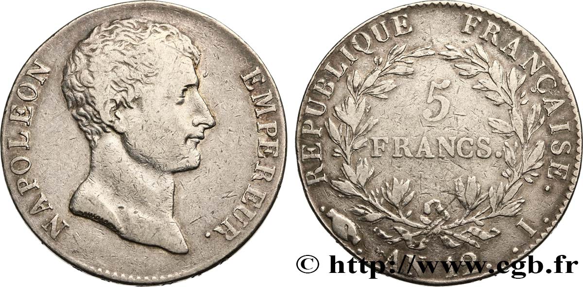 5 francs Napoléon Empereur, type intermédiaire 1804 Limoges F.302/5 TB30 