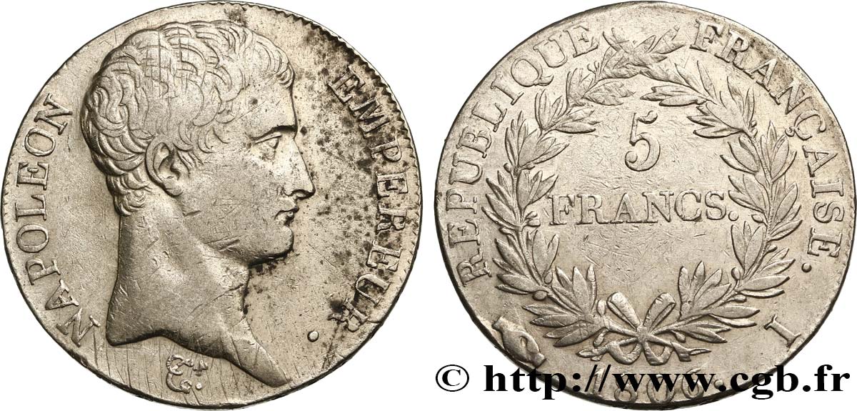 5 francs Napoléon Empereur, Calendrier grégorien 1806 Limoges F.304/5 TTB40 