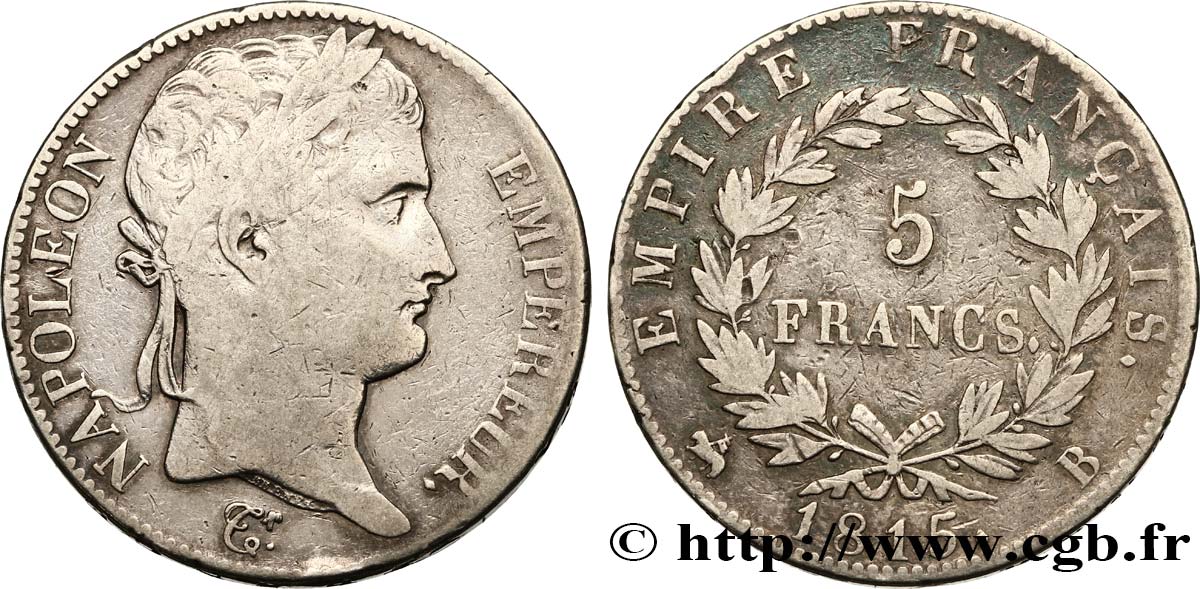 5 francs Napoléon Empereur, Cent-Jours 1815 Rouen F.307A/2 BC20 