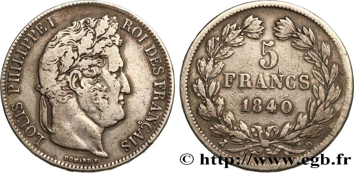5 francs IIe type Domard 1840 Lyon F.324/86 VF30 
