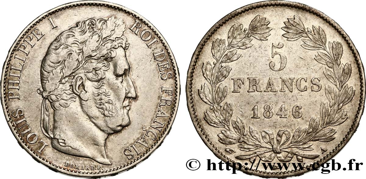 5 francs IIIe type Domard 1846 Paris F.325/10 TTB+