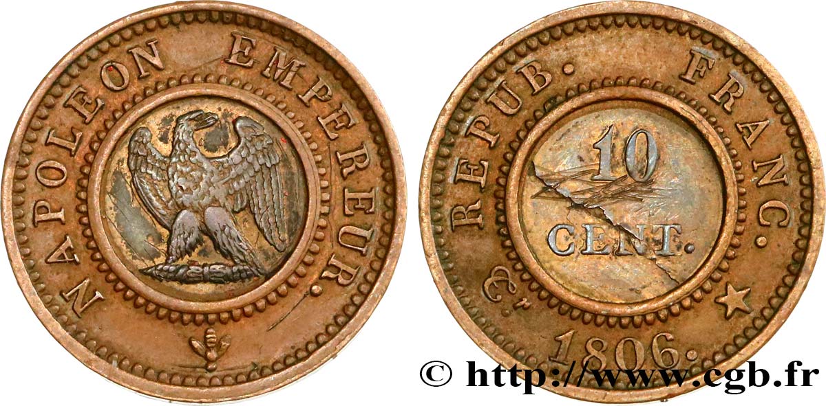 Essai bimétallique de 10 centimes 1806 Paris VG.1503  TTB 