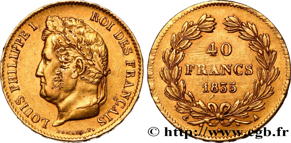 40 francs or Louis-Philippe 1835 Paris F.546/8 TTB 