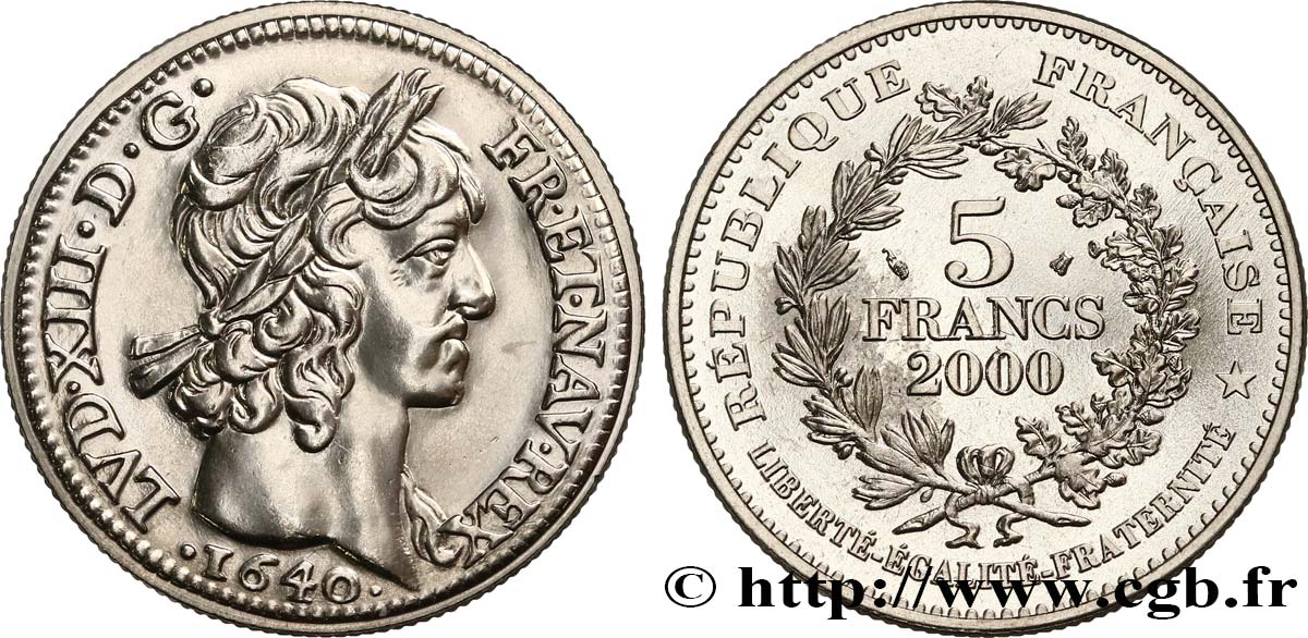 5 francs Louis d’or de Louis XIII 2000 Paris F.352/1 MS 