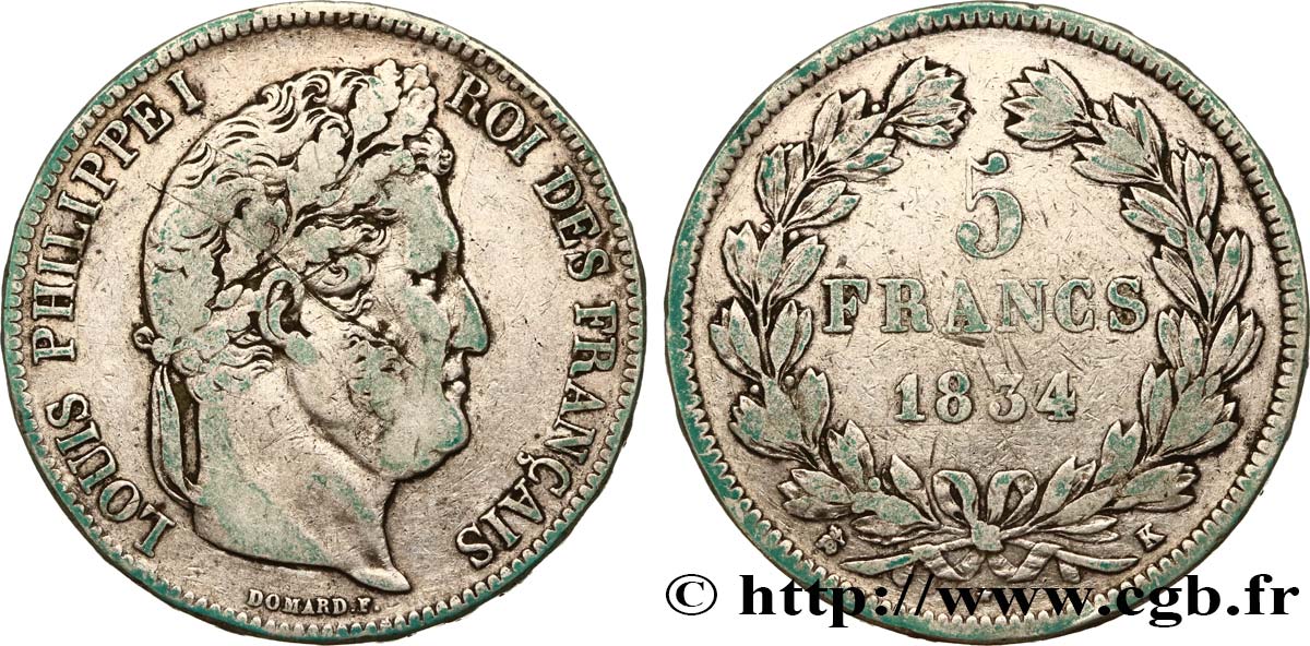5 francs IIe type Domard 1834 Bordeaux F.324/35 TB