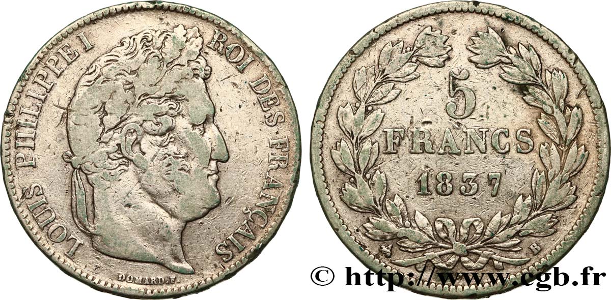 5 francs IIe type Domard 1837 Rouen F.324/62 TB25