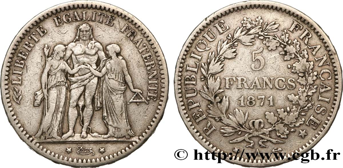 5 francs Hercule 1871 Paris F.334/2 VF30 