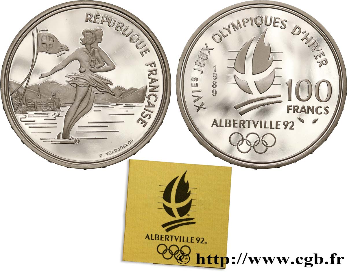 Belle Épreuve 100 francs - Patinage artistique / Lac du Bourget 1989 Paris F5.1607 1 MS