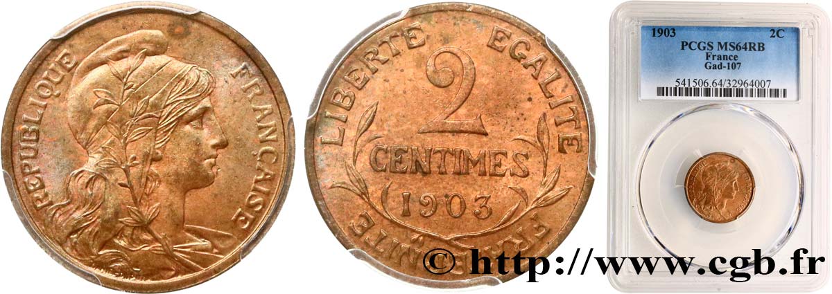 2 centimes Daniel-Dupuis 1903 Paris F.110/8 MS64 PCGS