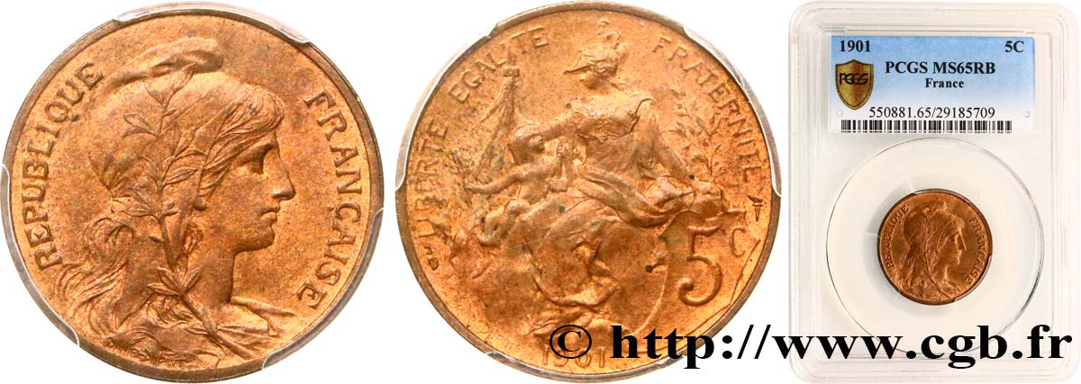 5 centimes Daniel-Dupuis 1901  F.119/11 FDC65 PCGS