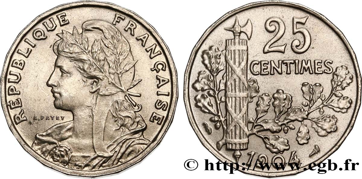 25 centimes Patey, 2e type 1904  F.169/2 SPL63 