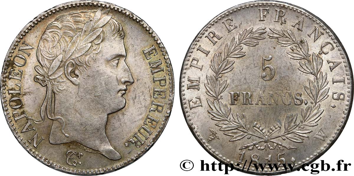 5 francs Napoléon Empereur, Cent-Jours 1815 Lille F.307A/9 TTB52 