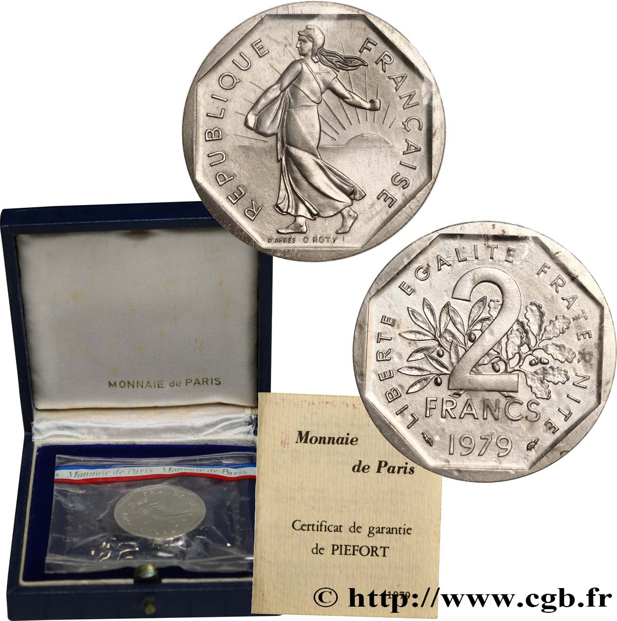 Piéfort en Platine de 2 francs Semeuse 1979 Pessac GEM.123 P4 MS 