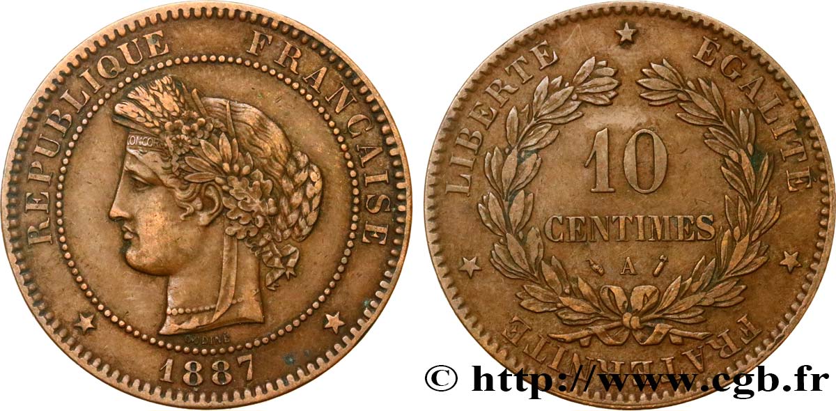 10 centimes Cérès 1887 Paris F.135/31 XF45