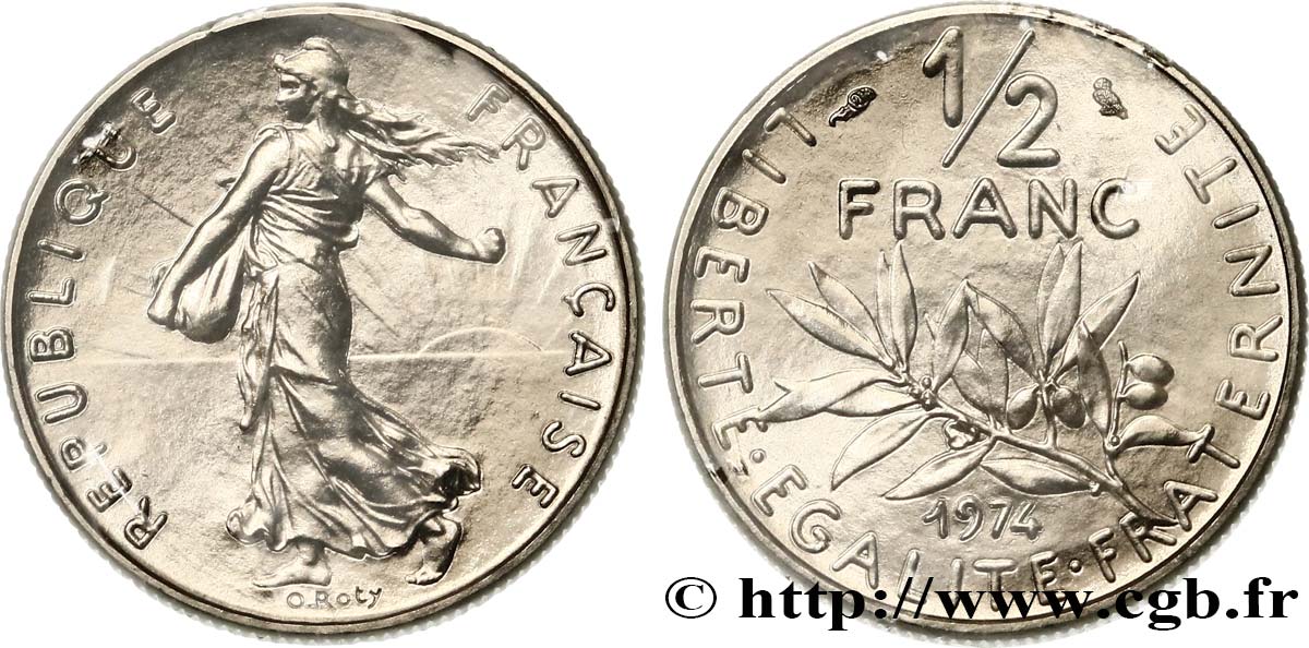 1/2 franc Semeuse 1974 Pessac F.198/13 MS