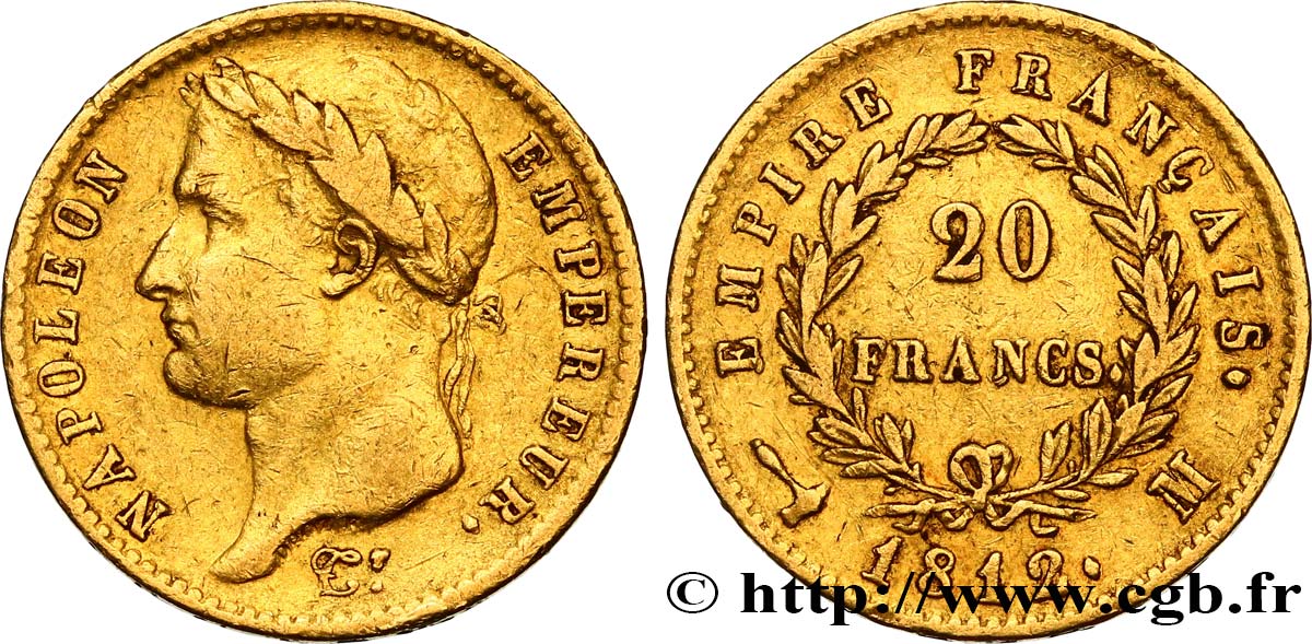 20 francs or Napoléon tête laurée, Empire français 1812 Toulouse F.516/25 SS40 