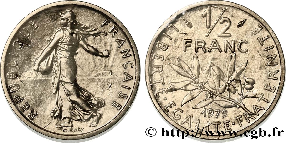 Piéfort nickel de 1/2 franc Semeuse 1979 Pessac F.198/18P FDC 