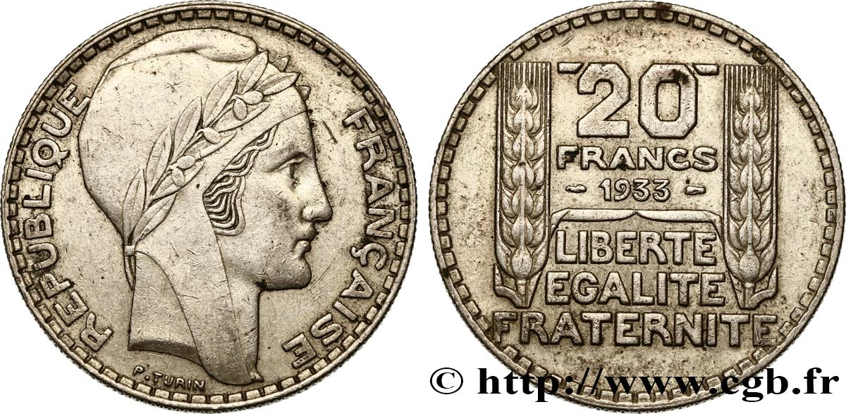 20 francs Turin, rameaux longs 1933 F.400/5 XF40