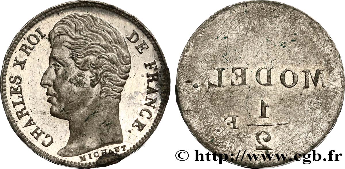 Épreuve uniface, avers de 1/2 de franc, par Michaut n.d. Paris Maz.893 a MS62 