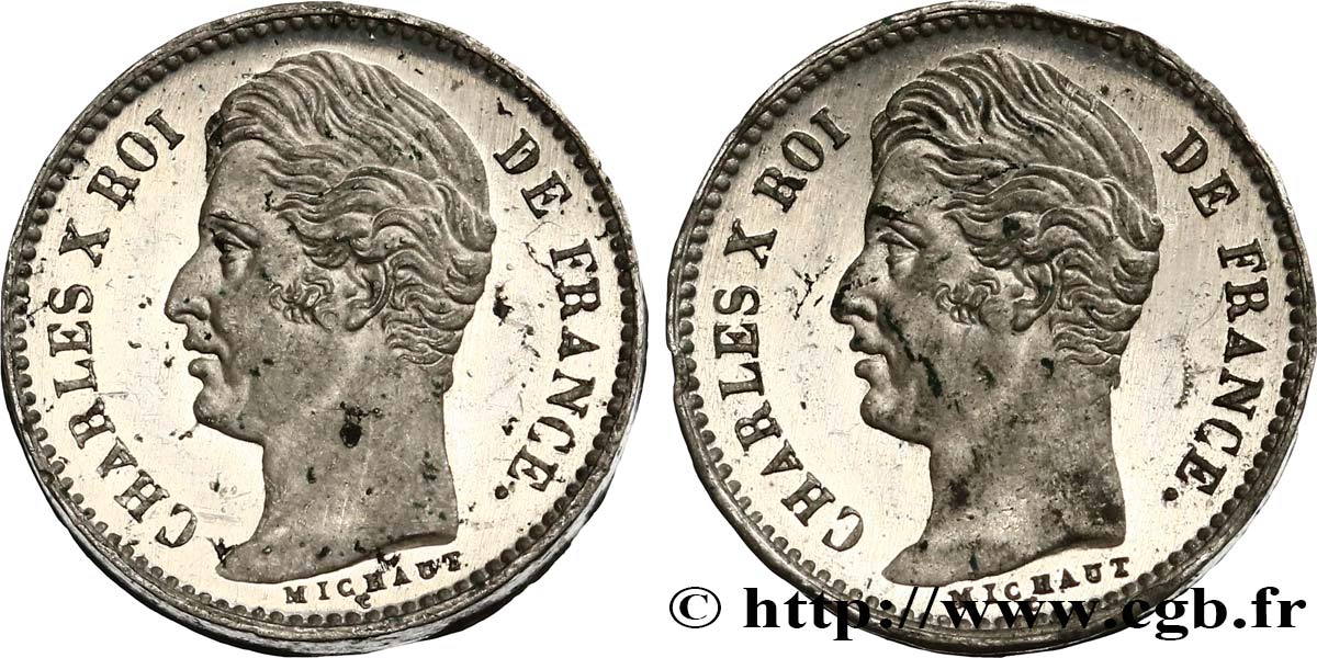 Épreuve double avers de 1/4 de franc, par Michaut n.d. Paris Maz.894 a var. MS62 