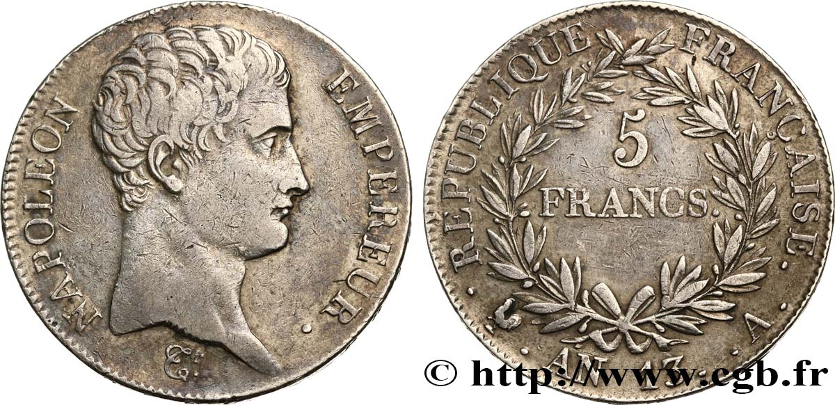 5 francs Napoléon Empereur, Calendrier révolutionnaire 1805 Paris F.303/2 XF42 
