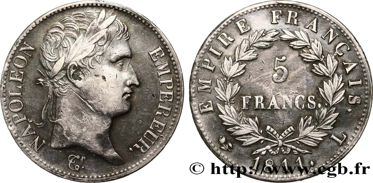 5 francs Napoléon Empereur, Empire français 1811 Bayonne F.307/34 XF 