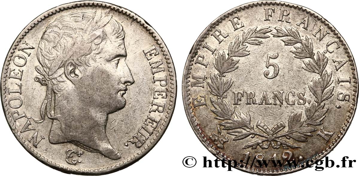 5 francs Napoléon Empereur, Empire français 1812 Bordeaux F.307/47 VF38 