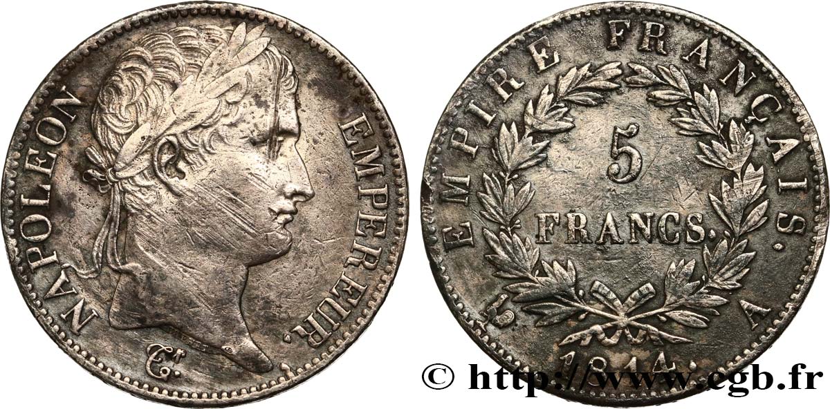 5 francs Napoléon Empereur, Empire français 1814 Paris F.307/76 XF 