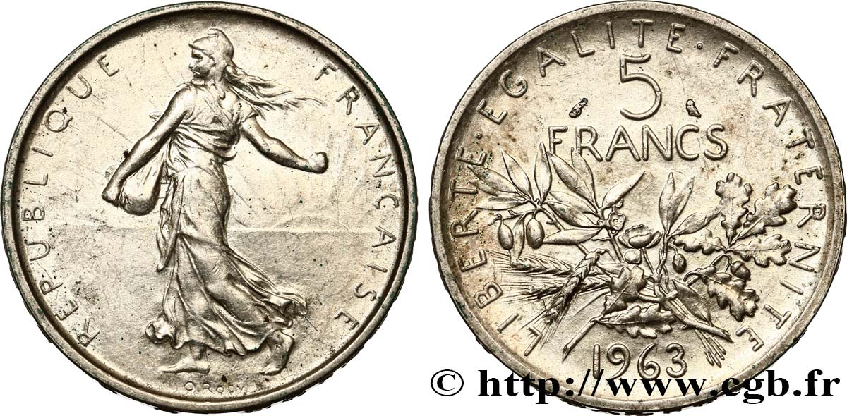 5 francs Semeuse, argent 1963 Paris F.340/7 TTB52