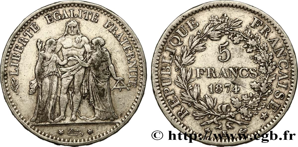 5 francs Hercule 1874 Bordeaux F.334/13 TB35